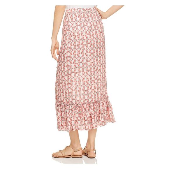 PALOMABLUE Womens Pink Slitted Floral Midi Ruffled Skirt Size: M - Picture 2 of 2